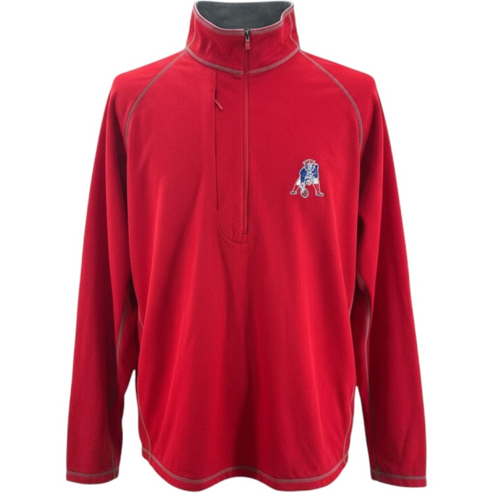 Antigua New England Patriots Performance Quarter Zip Pullover Red Mens Large